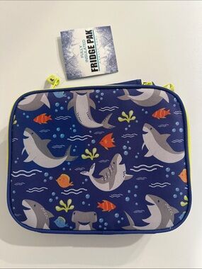 Kids Navy Shark Print Insulated Lunch Tote - Unbranded